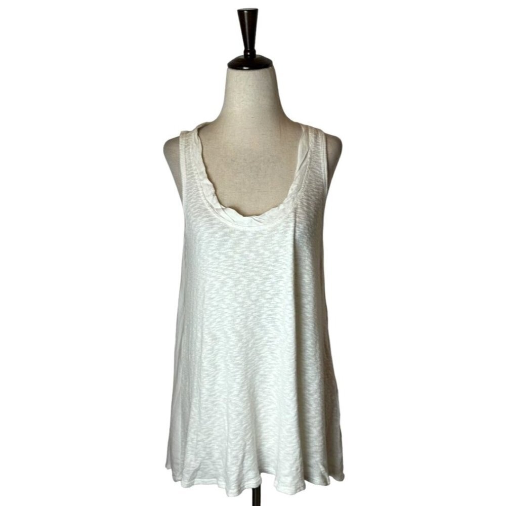 Anthropologie Left Of Center White Sleeveless Cotton Rayon Tunic Tank Top Size S